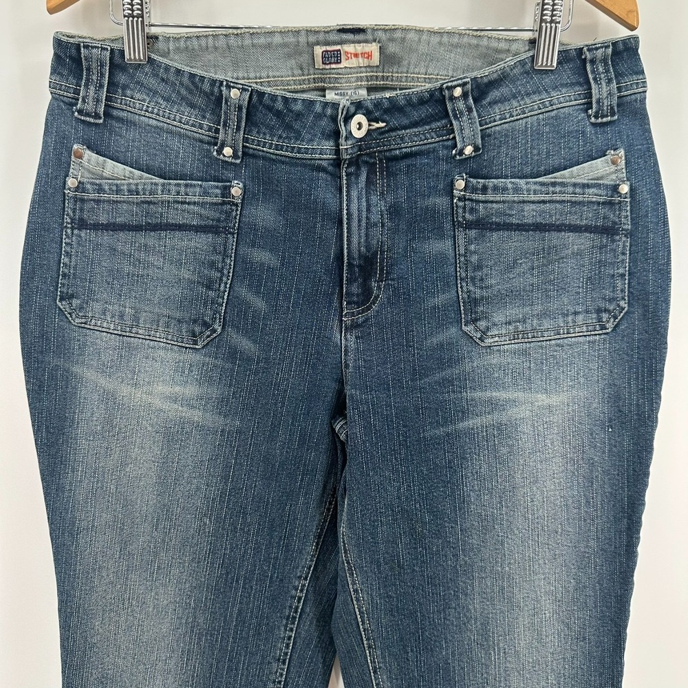 Faded Glory Missy Jeans Womens 16 Blue‎ Denim Mid Rise Patch Pockets Stretch
